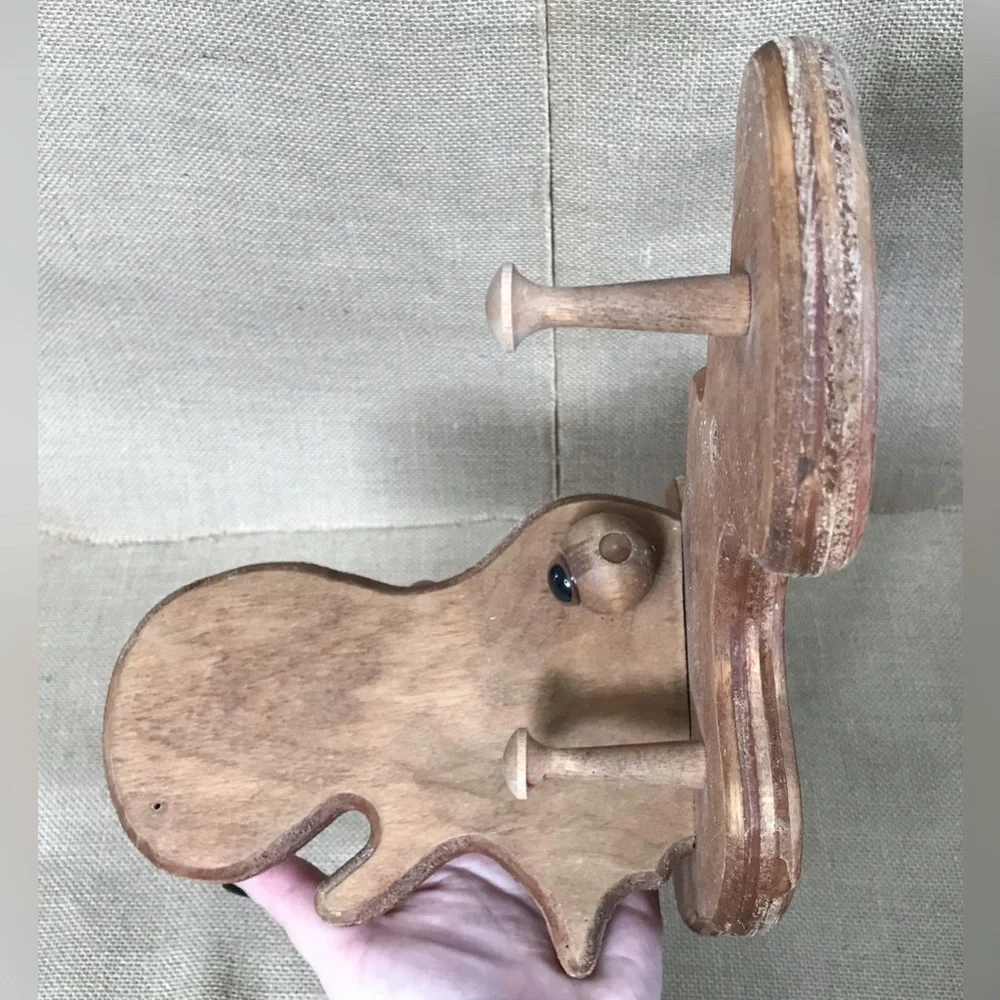Moose Head Wood Coat Rack Kitsch Funny Kids Room Farmhouse Farm Cottage Core